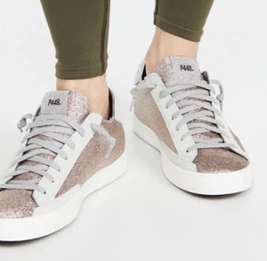 P448 JOHN Glitter YETI Sneakers Leather REVOLVE ITALY 41/10.5 (Missing Insoles) - Picture 1 of 11