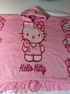 Hello Kitty Serape Poncho Decke mit Kapuze rosa Fransen Sanrio 44" PTP 34" Länge - Bild 1 von 9