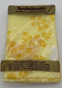 Taies d'oreiller vintage Springmaid Wondercale Mariposa papillons jaune orange NOS - Photo 1/2