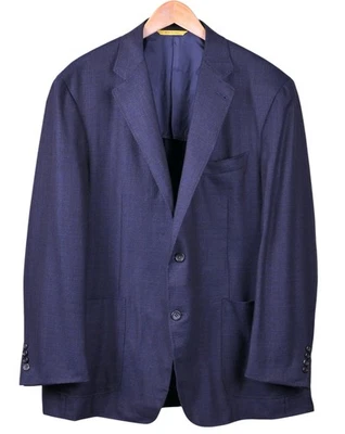 ACTUAL Chaqueta Abrigo Deportivo Canali Kei Azul Tejido Lana Parche Bolsillo Sin Forro 46R Foto 1 de 4