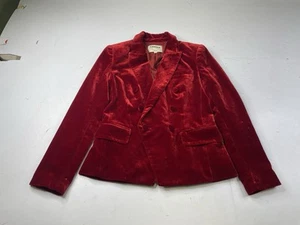 L'Agence Red Velvet Double Breasted Silk Blend Blazer Jacket 4 Valentine's - Picture 1 of 9
