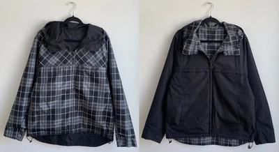 Auténtica Chaqueta Reversible de Lujo BURBERRY Negra Gris Nova Check Nylon M Foto 1 de 4