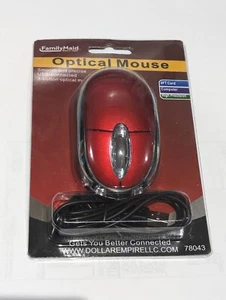 RED USB Wired Optical Mouse w/Cord Scroll Wheel Desktop Laptop Mac Windows PC - Picture 1 of 3
