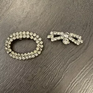 Vintage crystal rhinestone shoe clips- mismatched pair - Picture 1 of 12