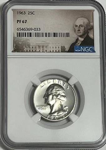 1963 NGC PF67 90% SILVER PROOF WASHINGTON QUARTER GREAT EYE APPEAL PORTRAIT LB Cover