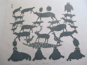 Jamasie Teevee ANIMALS OF NOVOOJUAK CAPE DORSET 33/50 Intuit Art Stonecut 1973 - Bild 1 von 14