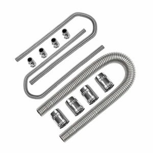 48" & 44" Flexible Stainless Steel Radiator / Heater Hose Kit with Clamp Covers - Bild 1 von 6