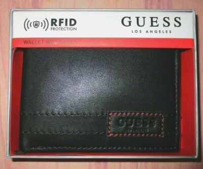 MENS GUESS BIFOLD BLACK WALLET WITH ORIGINAL GIFT BOX - Image 1 of 3