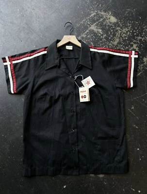 Vintage 50s Loop Collar Button Down Shirt King Louie Gabardine Rockabilly NWT - Image 1 of 4