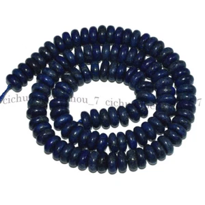 3x8mm Natural Blue Lapis Lazuli Spacer Smooth Rondelle Gems Loose Beads 15'' - Picture 1 of 12