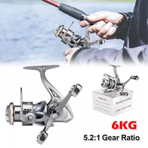 6KG Drag Spinnrolle 5,2:1 Speed Ratio Metallspule Doppelgriff Angelrolle - Bild 1 von 24