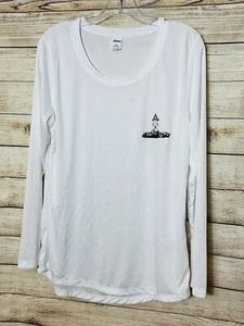 Damen Performance UPF 50+ Langarmshirt weiß mit Leuchtturm Old Saybrook CT - Bild 1 von 3