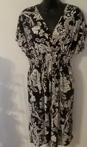 Nwt Anna Morgan Black&White Floral Print Knee Length Flutter Sleeve Dress Sz 3X - Picture 1 of 10