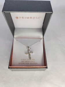 Collar Cruz Plata Esterlina Primrose Circonita Cúbica Oro Rosa 18KT - Imagen 1 de 4