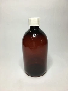 1000ml PET Plastic Amber Round Boston Bottles & White Screw On Cap *ANY AMOUNT* - Picture 1 of 1