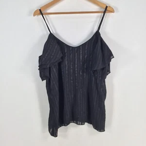 SHeike womens cami tank top size 12 black short sleeve striped 067498 - Picture 1 of 10