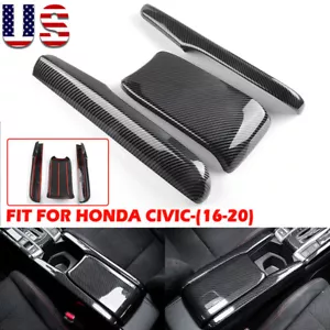 For 2016-2021 2020 Honda Carbon Fiber Interior Central Armrest Cover Box Panel - Picture 1 of 8