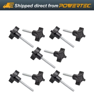 POWERTEC 4-Point Stud Knobs, 1/4"-20 Threaded Thumb Screw Star Knob, 10 PK - Picture 1 of 7