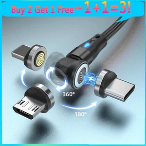 3 In 1 Magnetic 3A Fast Charging USB Cable Phone Charger IOS Micro USB Type-C - Picture 1 of 14