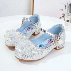 Kids Elsa Princess Shoes Girls Party Sequins Crystal Glitter Fancy Dress Sandals - Picture 1 of 17