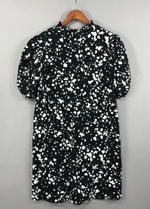 Who What Wear Dress Women's Small Black White Shift Ruffle Pockets Linen NWT - Picture 1 of 12
