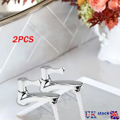 2X Twin Taps Set Hot and Cold Pair Tap Traditional Bath Bathroom Basin Sink UK