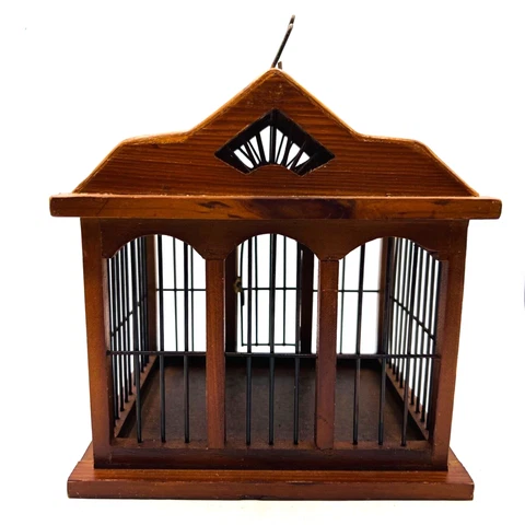 Vintage wood and wire bird house, display item. Handmade. metal roof   8” x 8” Cover