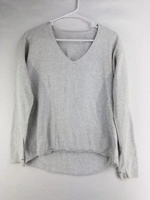 Lululemon Sweater Womens L Gray V Neck Stretch Athleisure Yoga Long Sleeve - Image 1 of 4