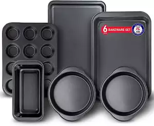 Baking Set – 6 Piece – Deluxe Non Stick Black Coating Inside and Outside - Picture 1 of 6