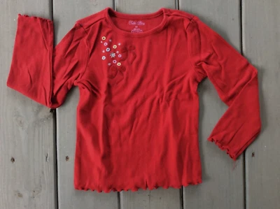 Camisa de manga larga Faded Glory para niñas talla 5T roja 100 % algodón diseño de lazos de vacaciones Foto 1 de 3