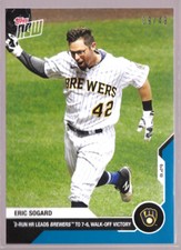 Eric Sogard Brewers Walk-Off Jackie Robinson Day 2020 TOPPS NOW #175 Blue 09/49