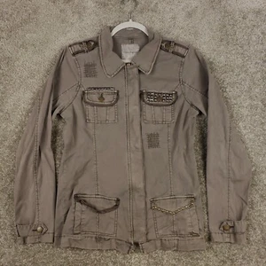 Maurices Jacket Studed Green Denim Jacket Sz S Womens Long Sleeve Button Coat - Picture 1 of 8