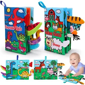 2 PCS High Contrast Crinkle Baby Books 0-6 Months Interactive Sensory Baby To... - Picture 1 of 6