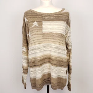 Polo Ralph Lauren American Flag Jumper Large Women UK 14-16 Relaxed Hand Knit - Picture 1 of 19