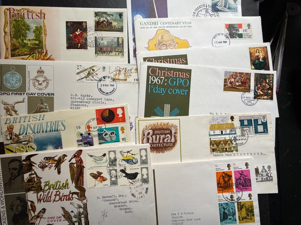 GB Pre-Decimal First Day Covers with typed addresses - see menu for Set - Image 1 of 1