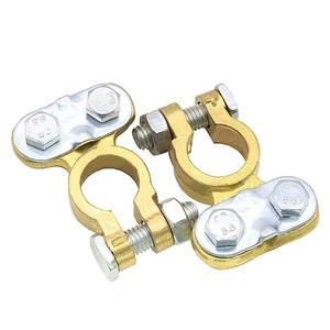 Pair Brass Battery Terminals Clamp Battery Post Clamp for Electrical Connections - Picture 1 of 8