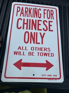 Parking sign for Chinese only others will be towed Man Cave Wall Hanger - Picture 1 of 2