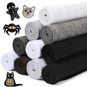 LOTOFUN Black Stiff Felt Sheets Bundle 10pcs 8x35Inch Assorted White Grey Co... - Picture 1 of 6