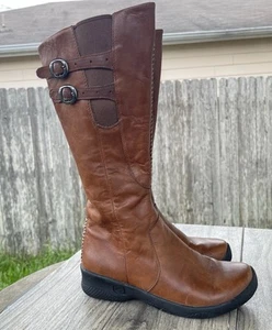 KEEN Bern Baby Tall Riding Boots Women 5.5 Brown Leather Boots Side Zip Shoes - Picture 1 of 16