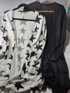 Shein Emery Rose Damen offener Pullover Cardigan Paket 2XL einfarbig schwarz Sterne - Bild 1 von 8