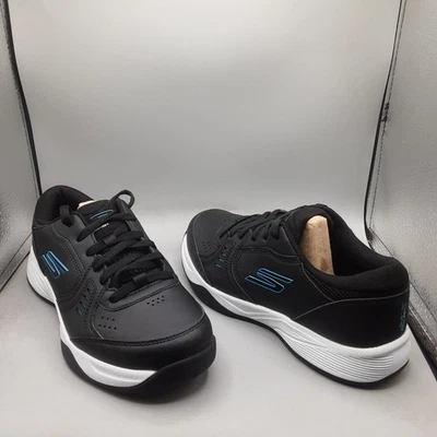 斯凯奇 Viper 女式 Court Smash 匹克球鞋 7 米黑色/蓝色 A275 — 第 1/4 张图片