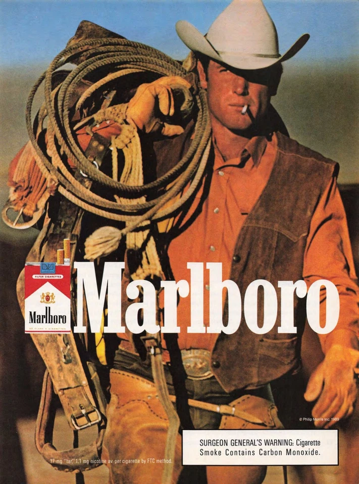 Pôster de arte de parede cigarros homem Marlboro, decoração de cowboy, impressão publicitária 11x14" - Imagem 1 de 1