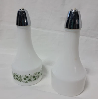 Juego de botellas Pyrex de vidrio y vinagre de aceite de margarita verde loco de colección Gemco EE. UU. (3/7) Foto 1 de 4