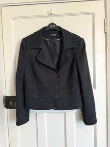 M&S Autografo Giacca Cappotto Corto Nero Zip Taglia 14 - Foto 1 di 6