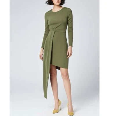 Nuevo con etiquetas Vestido Asimétrico Bar III Manga Larga Polvoriento Oliva Otoño Verde Para Mujer’s M Foto 1 de 4