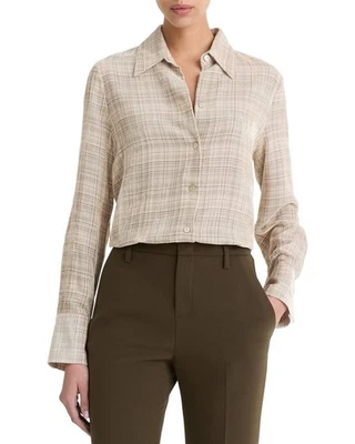 Camisa para mujer Vince texturizada a cuadros con botones Foto 1 de 3