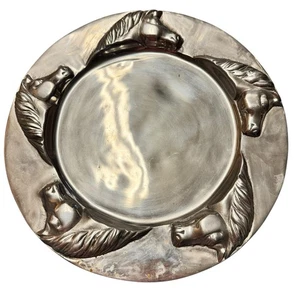 Vintage Arthur Court Equestrian 2 Trays Cast Aluminum 1980s Horses Plates TWO - Picture 1 of 12