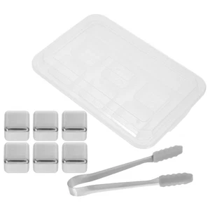 Stainless Steel Ice Cubes Man Whiskey Stones Gift Set Metal Reusable - Picture 1 of 9