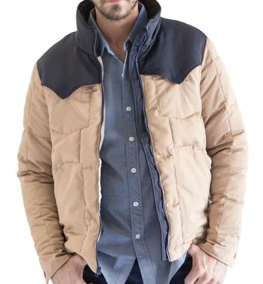 Kimes Ranch Jacket Men's NWOT Colt Parka Coat Tan Navy Puffer Quilted Sz Small - Image 1 of 4