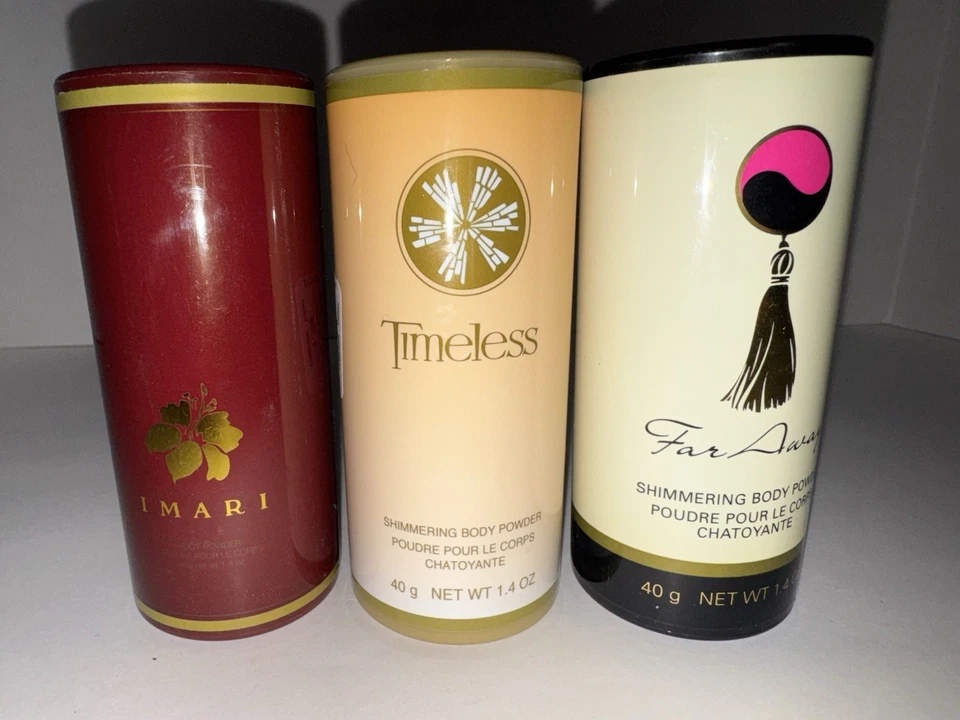 VINTAGE AVON BODY POWDER: FAR AWAY, IMARI, TIMELESS CHOICE 1.4 OZ DISCONTINUED - Image 1 of 1